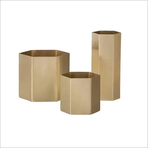 Brass Geometric Planters Set